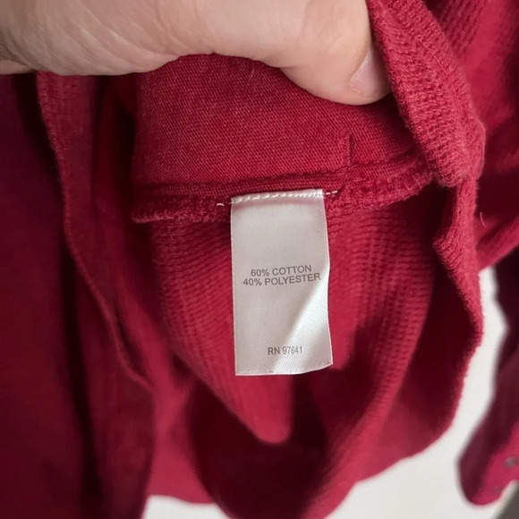 J Jill women’s med red waffle thermal top button sleeve pocket callout descrip - Picture 8 of 11
